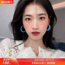 South Korea Circle Earrings Earrings Woman 2022 New Tide Autumn Winter Plush Blue Temperament Fashion Famous and Elegant Atmosphere