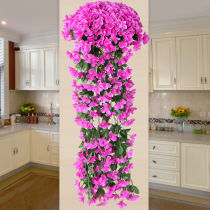 Simulation Violet Orchid Vine Wall-mounted Hanging Orchid Plastic Flower Balcony Decoration Flower Living Room Wall Fake Flowers Vines Ceiling