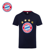 Bayern Munich badge print T-shirt men Sports Leisure short sleeved round neck top dark blue