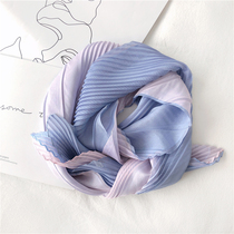 (Three colors) ins hair band South Korea new pleated small silk scarf women spring and summer autumn small scarf hundred long scarf