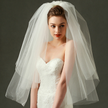 Eurostyle bridal fluffy head yarn multi-layer wedding dress wedding photo Photographic head yarn fashion short styling wedding dresses