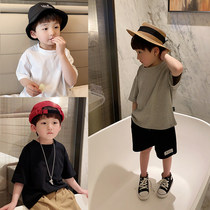 Children T-shirt 2021 new summer Korean version casual ocean air short sleeve baby boy pure color blouse