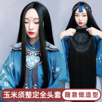 More favorite costume wig bag wig female long straight hair Hanfu whole top shape Wei Jin Wind kimono cos full hair set