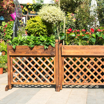 Rectangular flower trough courtyard outdoor anticorrosive wood fence Balcony decoration indoor garden fence partition flower stand on the ground