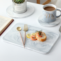 Marbled ceramic sticky board pot mat coaster tray anti-scalding mat tray table mat dessert sushi dinner plate