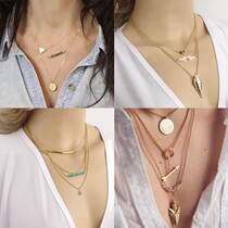 European and American fashion street shooting angel wings arrow fish scale multi-layer exaggerated necklace accessories choker a variety of optional