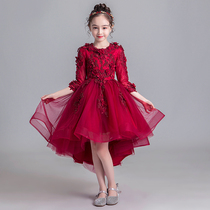 Girls birthday princess dresses Flowers Child Fluffy Yarn Children Wedding Dresses Girl Dress Foreign Air Host Piano Show