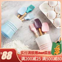 French Le Creuset cool color silicone shovel long handle oil brush non-stick pan cast iron enamel pot spatula anti-scratch