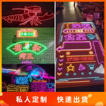 Net celebrity punch in and take pictures LED luminous barbecue supper lobster outdoor neon decoration custom creative logo