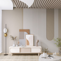 Nordic Extremely Simple Wind TV Sofa Integrated Wall Panel Light Lavish Clothing Shop Imitation Wood Grain Grid Wall Panel Geometric Background