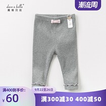 davebella David Bella baby childrens clothing autumn and winter girls baby gray bow pants bottoming wool pants