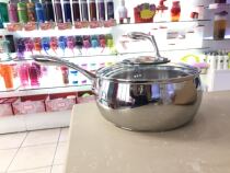 Tupperware positive 2 8 liters 1 liter stainless steel stainless with handle long handle stew wok without lampblack coating flat bottom