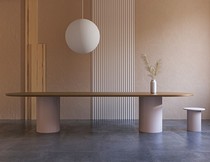 Oval conference table desk Nordic dining table simple modern Workbench solid wood minimalist desk light luxury furniture