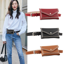 Belt mini waist bag female ins tide net red rivet fashion Joker decorative belt mobile phone small bag