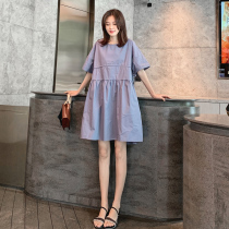 Maternity dress 2021 summer Korean version of the new fashion loose large size cotton top summer pregnant skirt tide