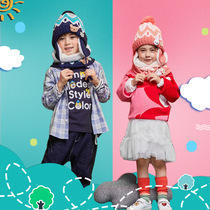 Childrens hat winter boy warm scarf two-piece set Autumn Winter girl windproof plus Velvet Ear wool hat Han