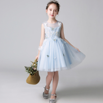 Girl puffy gauze princess dress flower girl pink wedding dress children catwalk piano performance dress little girl Summer