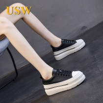 Small white shoes women 2021 Spring new Korean version 100 lap fashion thick bottom pine pastry heel plus suede warm casual single shoes