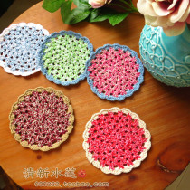 Fresh Water Lotus Artisanal Crochet American Style Nordic Wind Cotton Linen Line Colorful Trim Thickened Thermal Insulation Dining Cushion Cup Mat