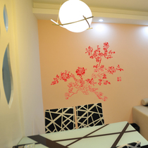 Water moon mirror flower rich flower wall sticker Living room TV background wall creative decoration Wallpaper sticker mural