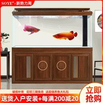  Fish tank aquarium living room solid wood ultra-white floor-to-ceiling household large intelligent high-end screen Chinese entrance partition cabinet
