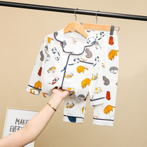 Childrens pajamas cotton set female baby cartoon long sleeve 2021 Spring and Autumn New Boys Home clothing two-piece set