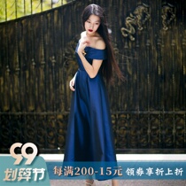 Starry sky clearance special imitated Tess court retro city Tress big lapel evening dress dress dress dress women