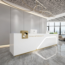 Company simple modern front desk reception desk shop commercial counter table Hotel beauty salon high-end light luxury welcome desk
