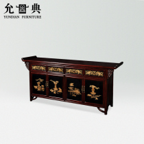 Yundian Mahogany solid wood furniture Ming and Qing classical black paint Chinese retro official four-door three-door cold dining cabinet side cabinet