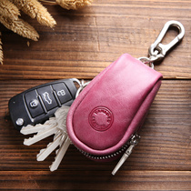 Womens leather car key bag mini Korean cute creative key bag head layer cowhide waist hanging bag hanging