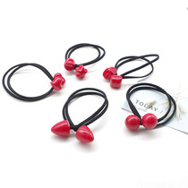 Korean version red Pearl knotted hair ring Butterfly Knot Rubber Band Leather Sleeve Braided Hair Rope Zal Hair Pearl Head Rope
