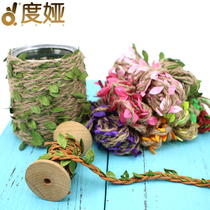 Hand diy weaving simulation decorative rattan green leaf color hemp rope mixed weaving forest tree wax rope vase rope