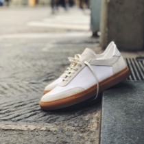 Swedish handmade C QP support frame minimalist leather nylon splicing casual little white shoes tennis shoes