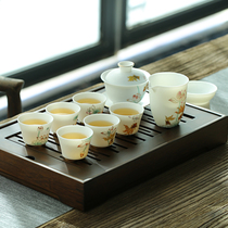 Shanfang China white hand-painted tea set of tea set handmade sketching ceramic office guest minimalist Kung Fu tea set