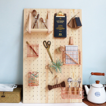 Wooden hole board Solid wood Nordic wood storage Living room kitchen bedroom partition wall wall wall shelf