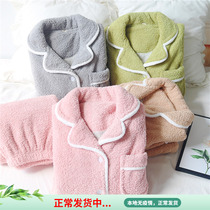 Sun-series lamb suede pyjamas for men and women autumn and winter sheep suede thickened and warm pure color lovers home suits suit