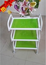 Special green hairdressing three-layer with drawer beauty salon trolley push high-end glass tool cart