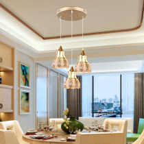  Restaurant chandelier Simple European European postmodern simple light luxury three-head disc long plate bar Dining room dining table white