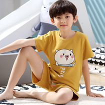 Spring Summer thin Pure Cotton Boy Sleepwear Short Sleeve Full Cotton Toddler Kid Childrens Home Conserved Boy Junior High School Boy