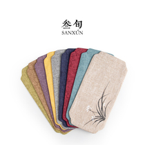 Thirty-year cotton and linen hand-painted small tea mat waterproof dry tea mat Zen fabric Chinese table mat table flag tea ceremony zero match