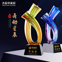 Glass trophy custom-made crystal creative lettering Excellent staff champion activities Awards annual meeting High-end creativity