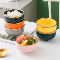 Eurostyle light extravaganza Creative Single Rice Bowl Dish ceramic sketching side Home Eating Bowl brief Nordic Bowls Furniture