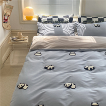 Thickened Boy Cartoon 100pcs Light Brushed Four-piece Cotton Warm Towel Embroidered Cute Panda Bedding