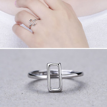 S925 sterling silver rectangular plain silver ring fashion versatile silver ring ring ring