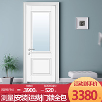 Maiji white kitchen door tempered glass door swing door pure solid wood original door household kitchen door