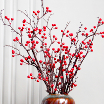 High-grade big branches red berries wild fruit Sycamore fruit large-scale floor dried flowers floral ornaments pottery pots decorative flower arrangement