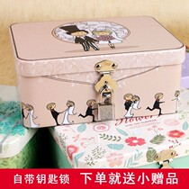 Password storage box Lock storage iron box Desktop storage finishing storage box Size box Small box Cosmetics
