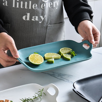Ceramic plate double ears rectangular household Western food steak plate baking baking tray dish dish dish dish dish fruit plate