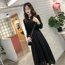  Floral dress 2021 autumn new womens western style thin temperament long long-sleeved chiffon skirt