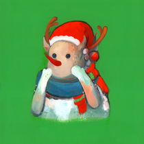 Artist Maushi Christmas Bean hand painted painting on canvas with framed 40*50cm